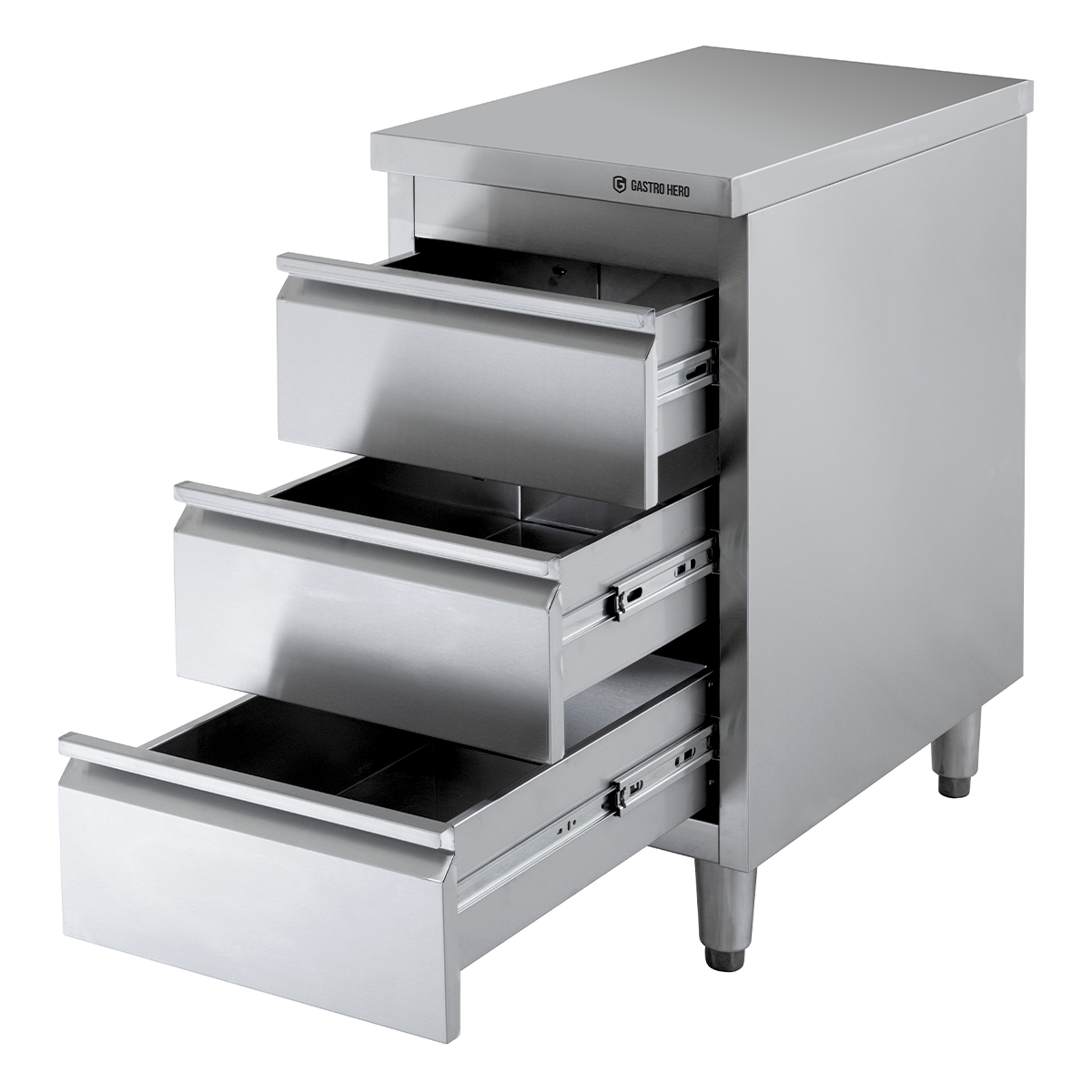 Meuble à tiroirs en acier inoxydable BASIC, 3 tiroirs, unité 700, AISI 201