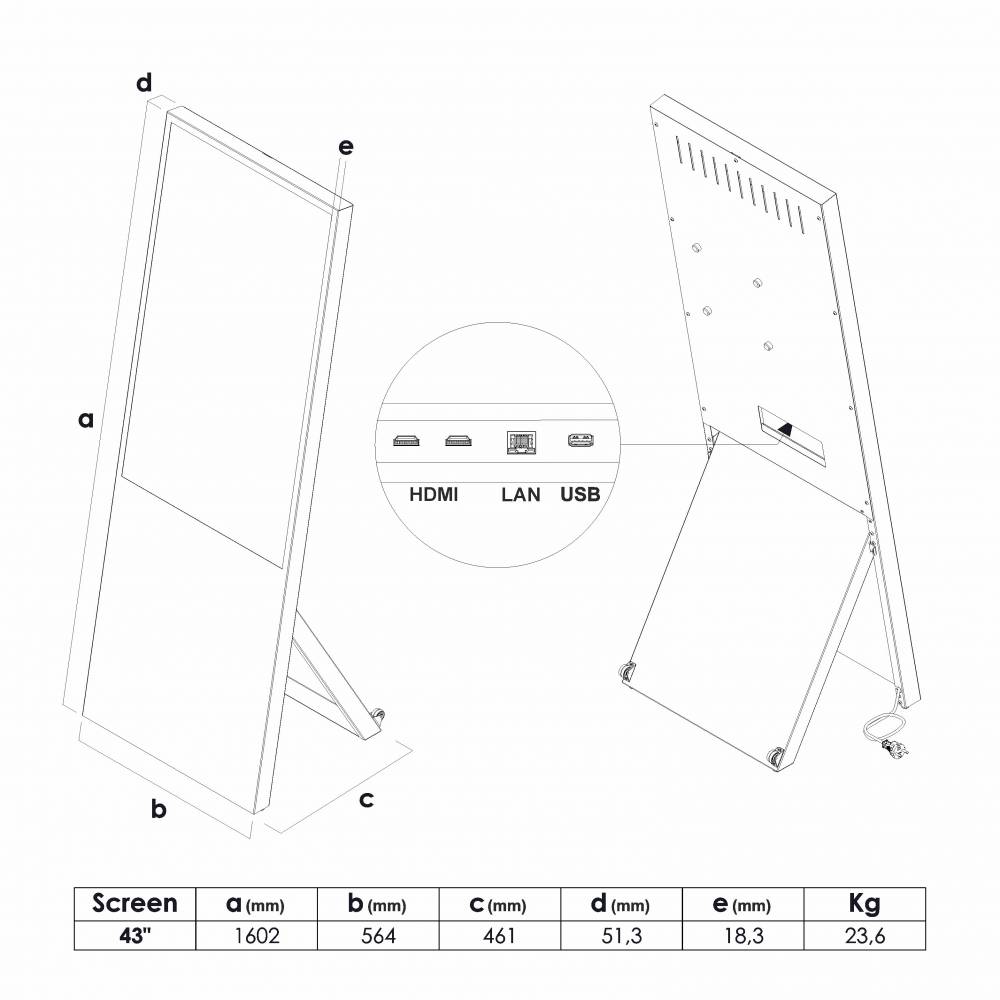 Digitaal A-Bord Spectrum Met 43" Samsung Scherm Wit