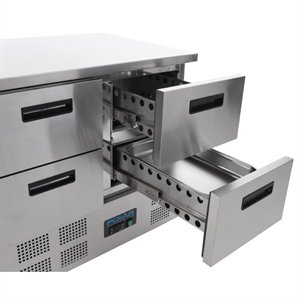 Comptoir Réfrigéré Inox - 4 Portes - 240 Litres - 700(l)x900(L)x880(h)mm