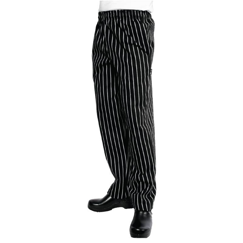 Pantalon Easyfit Unisexe - Chef Works - Noir/Blanc Rayé - Disponibles En 6 Tailles