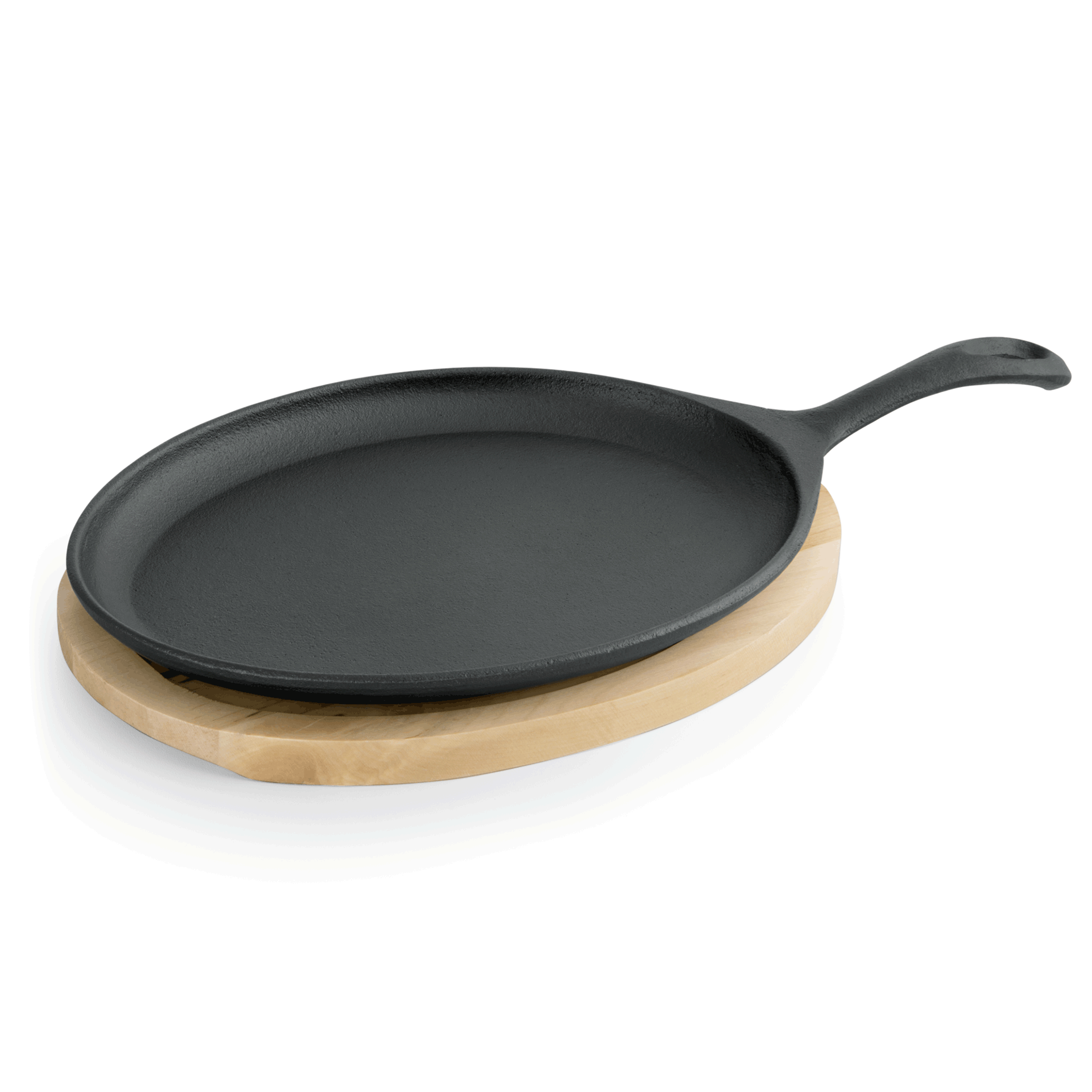 Serveerpan IRON DINING, met houten onderzetter, 25 x 18,5 x 2 cm, gietijzer, hout