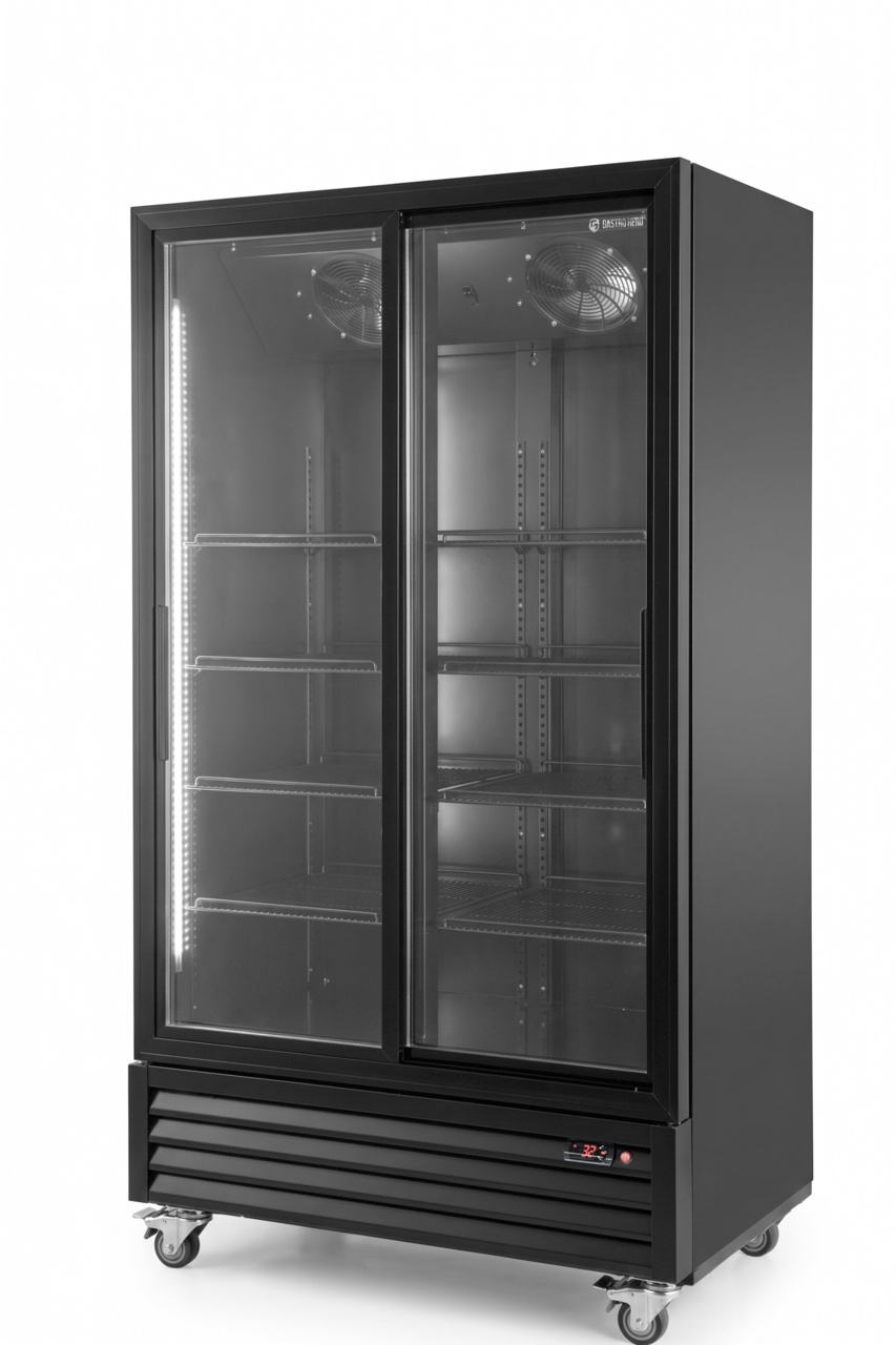 Drankenkoelkast ECO 1000 met schuifdeuren | 984 Liter | 0 tot +10 °C | Zwart | Afsluitbaar
