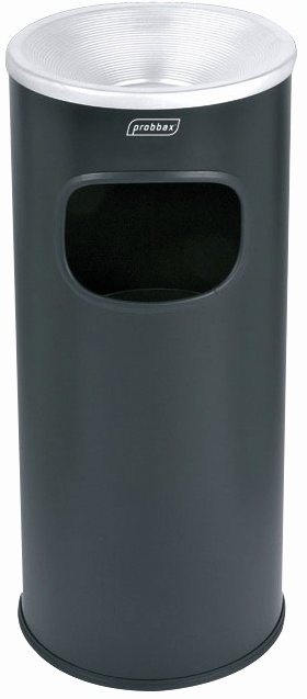 Afvalbak met Asbak Zwart | Binnenemmer 30 Liter | Vlamdovend | 250x250x650mm