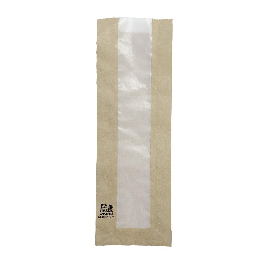 Fiesta Kompostierbare Baguette-Tüte mit Pergamentfenster 300x100x60mm (1000 Stück)