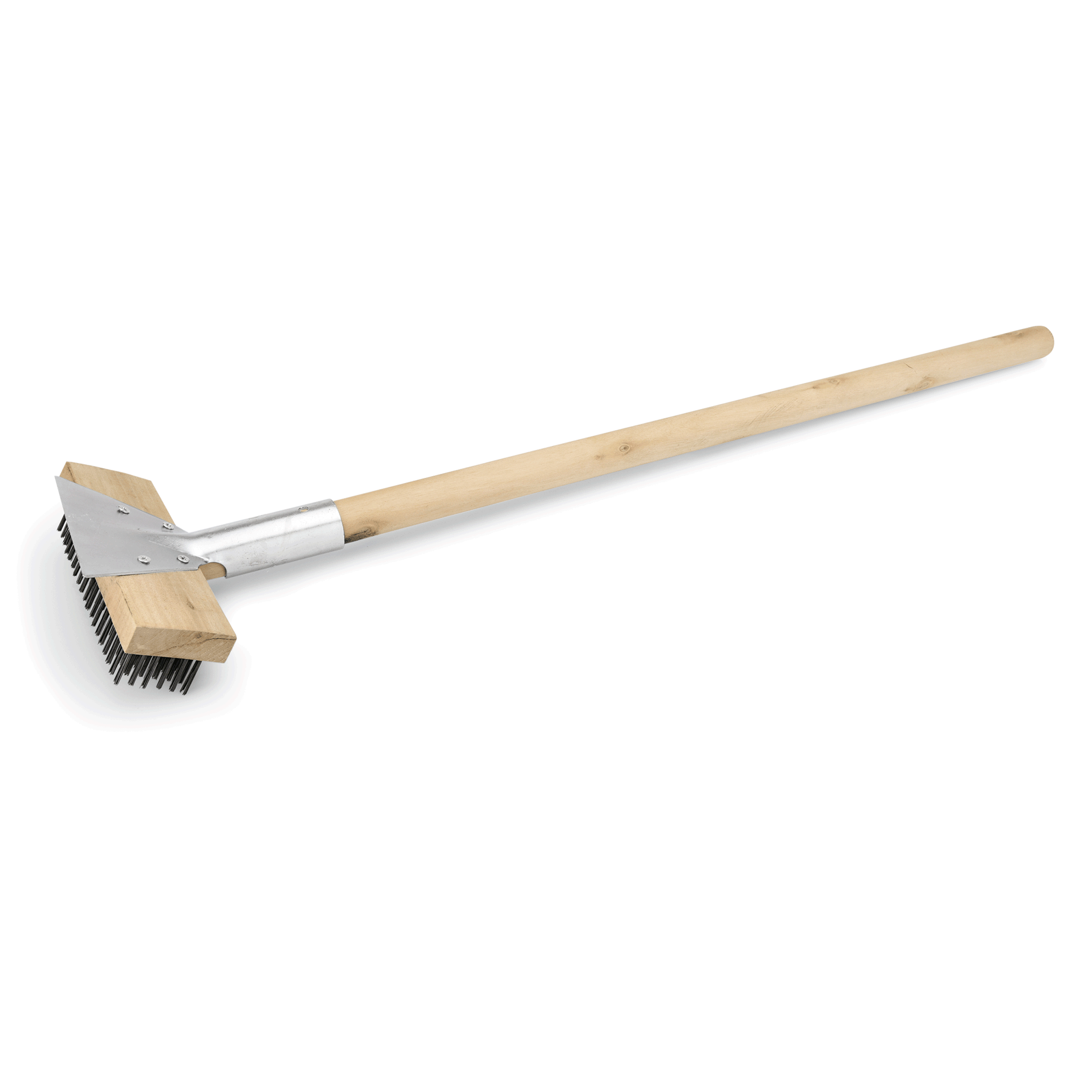 Brosse de nettoyage avec grattoir, 75 cm, poils en acier de 2,5 cm, bois, acier