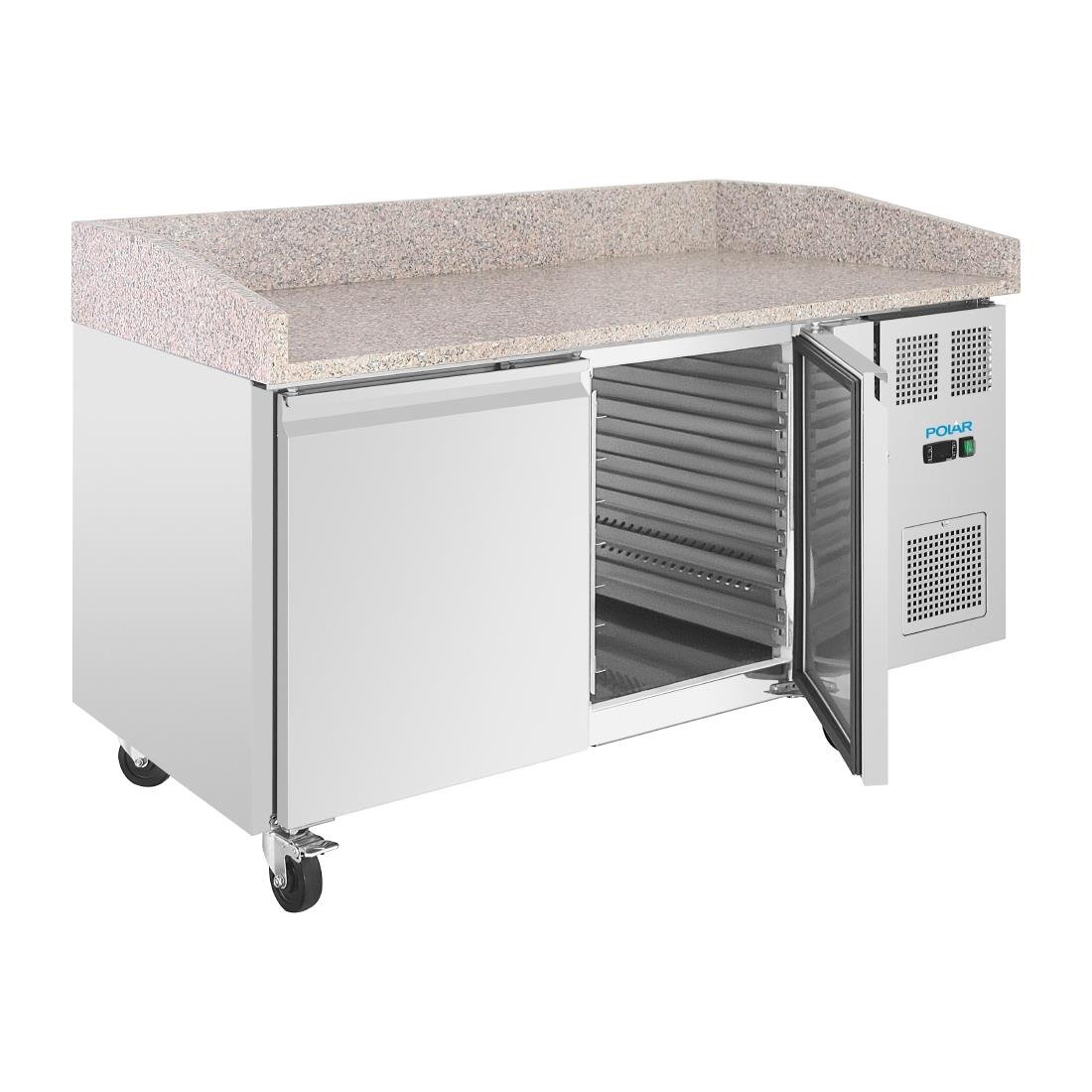 Polar U-Series Doppelter Pizzatisch mit Granitplatte 428Ltr