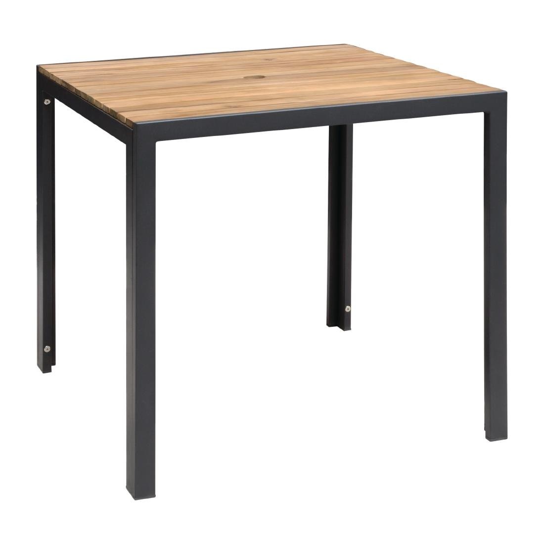 Akazienholz Tisch mit Stahlgehäuse | 800 x 800 x (H) 740 mm