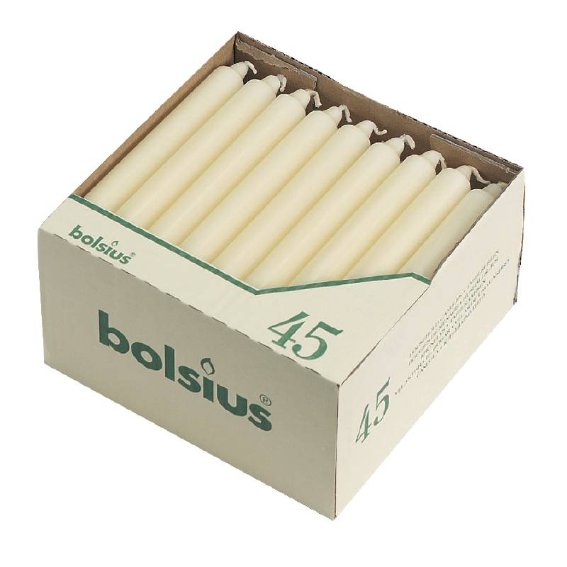 Bougies Bolsius Ivoire - 200mm - 45 Pièces