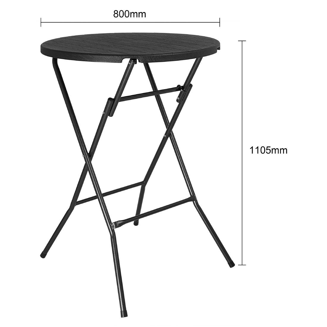 Table de bar pliante HDPE Bolero effet bois noir 800mm