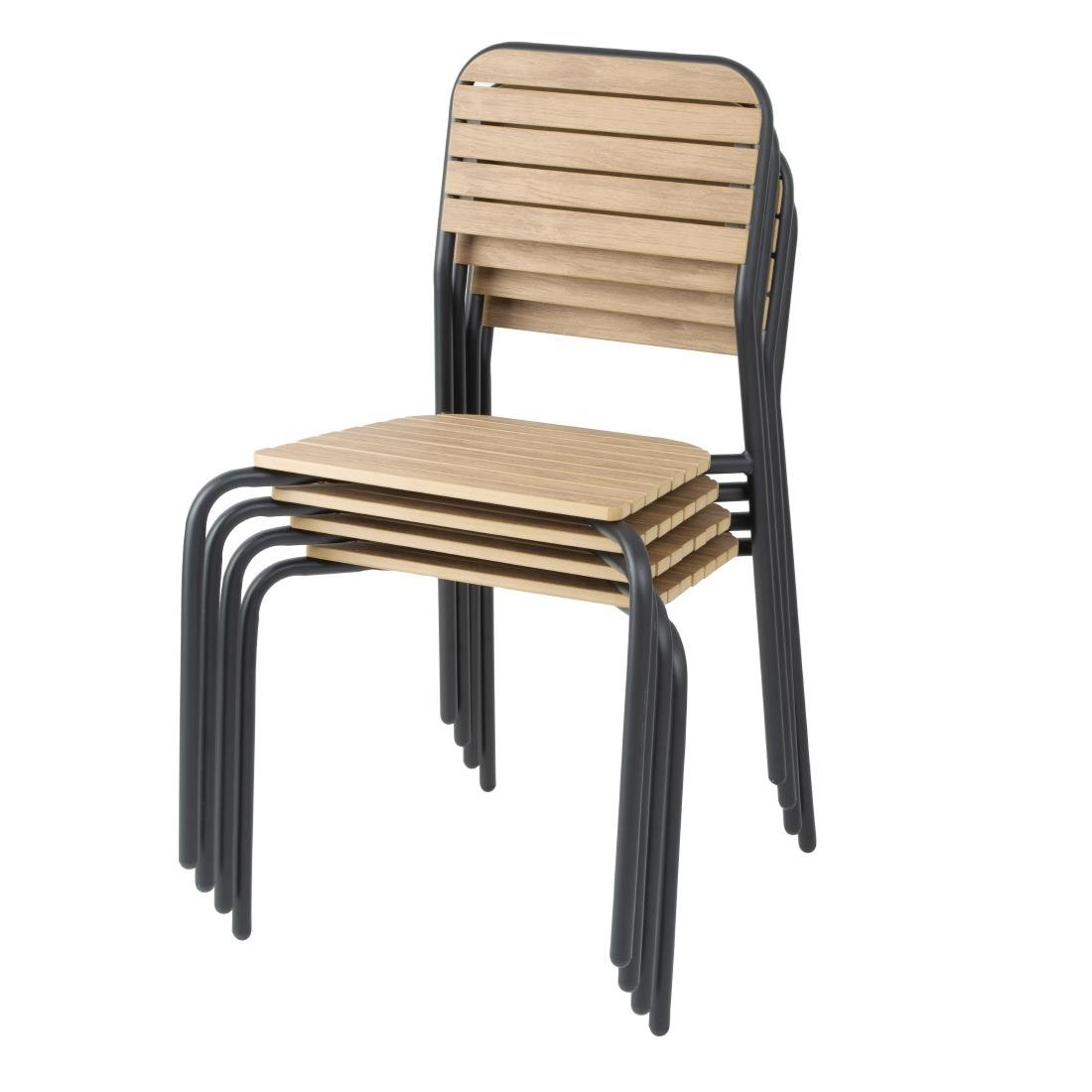 Bolero Santorini Outdoor-Stühle in Holzoptik (4er-Pack)