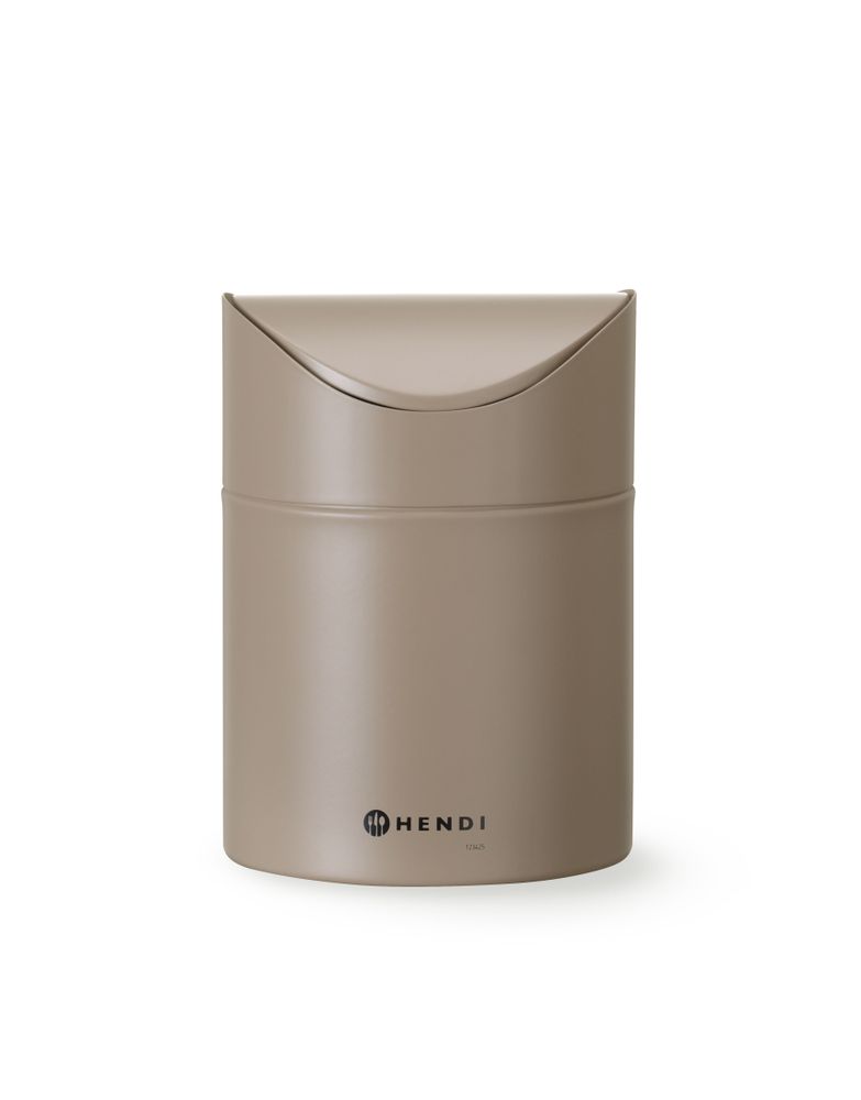 Tischabfalleimer mit Schwingdeckel - 1,2L - Beige - Ø120x(H)165mm