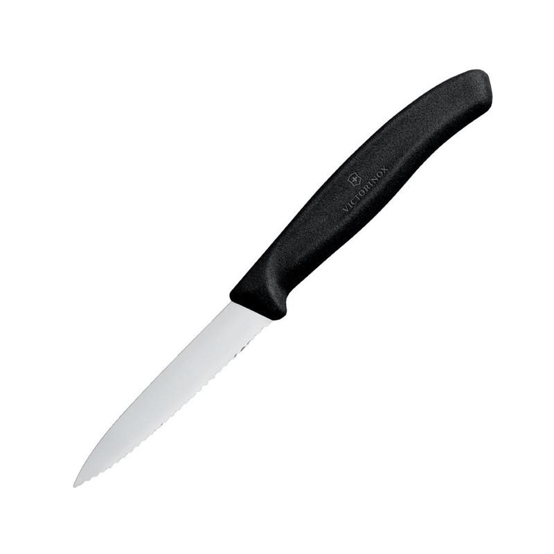 Couteau d'office à bord dentelé Victorinox Noir 80mm