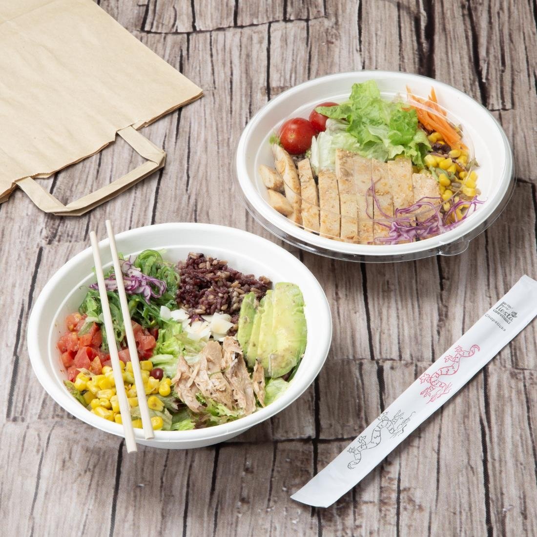 Fiesta composteerbare bagasse poke bowl basissen 32oz (pak van 50)