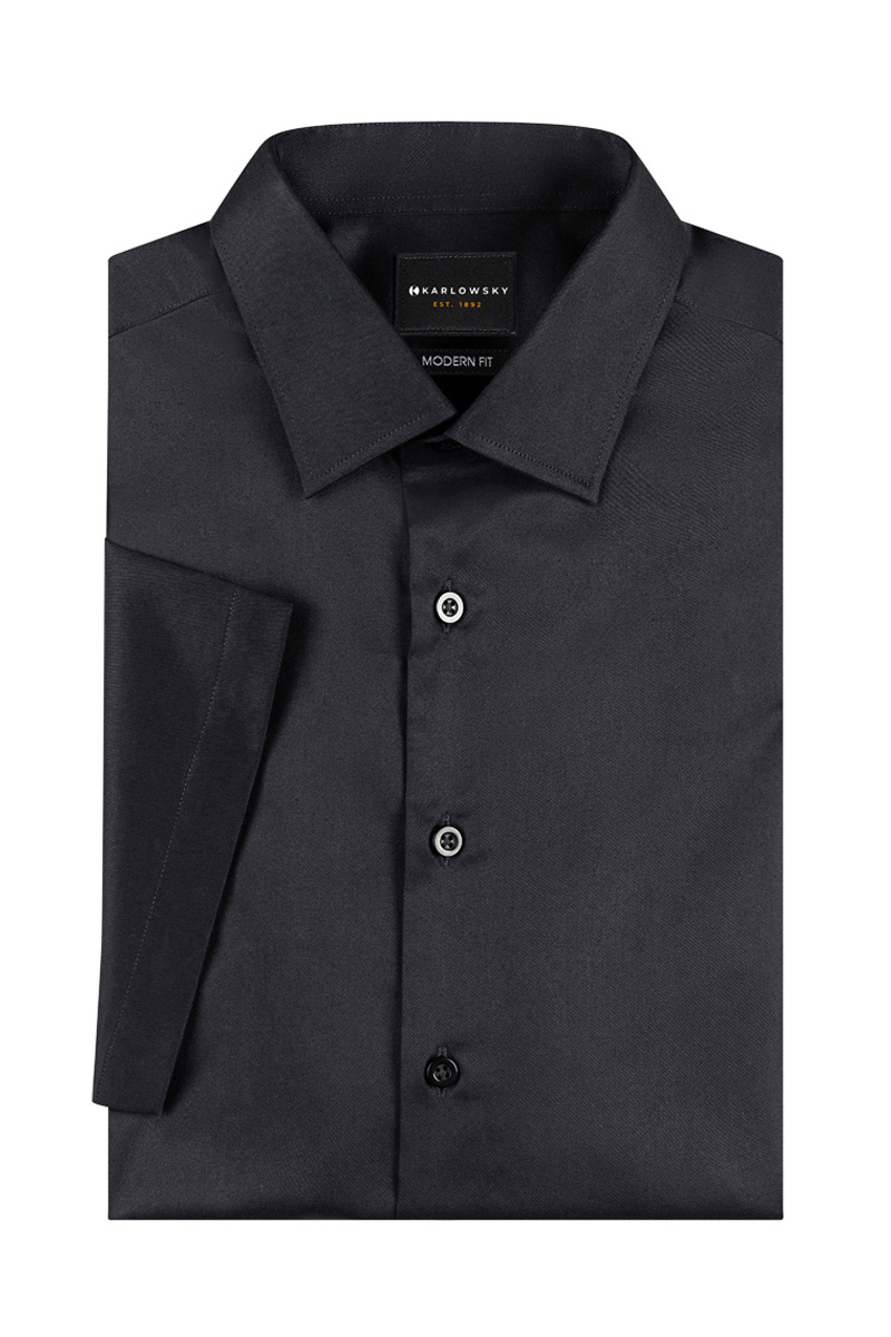 Chemisier pour femme à manches courtes Active-Stretch avec coupe légèrement cintrée - Noir - 2XL