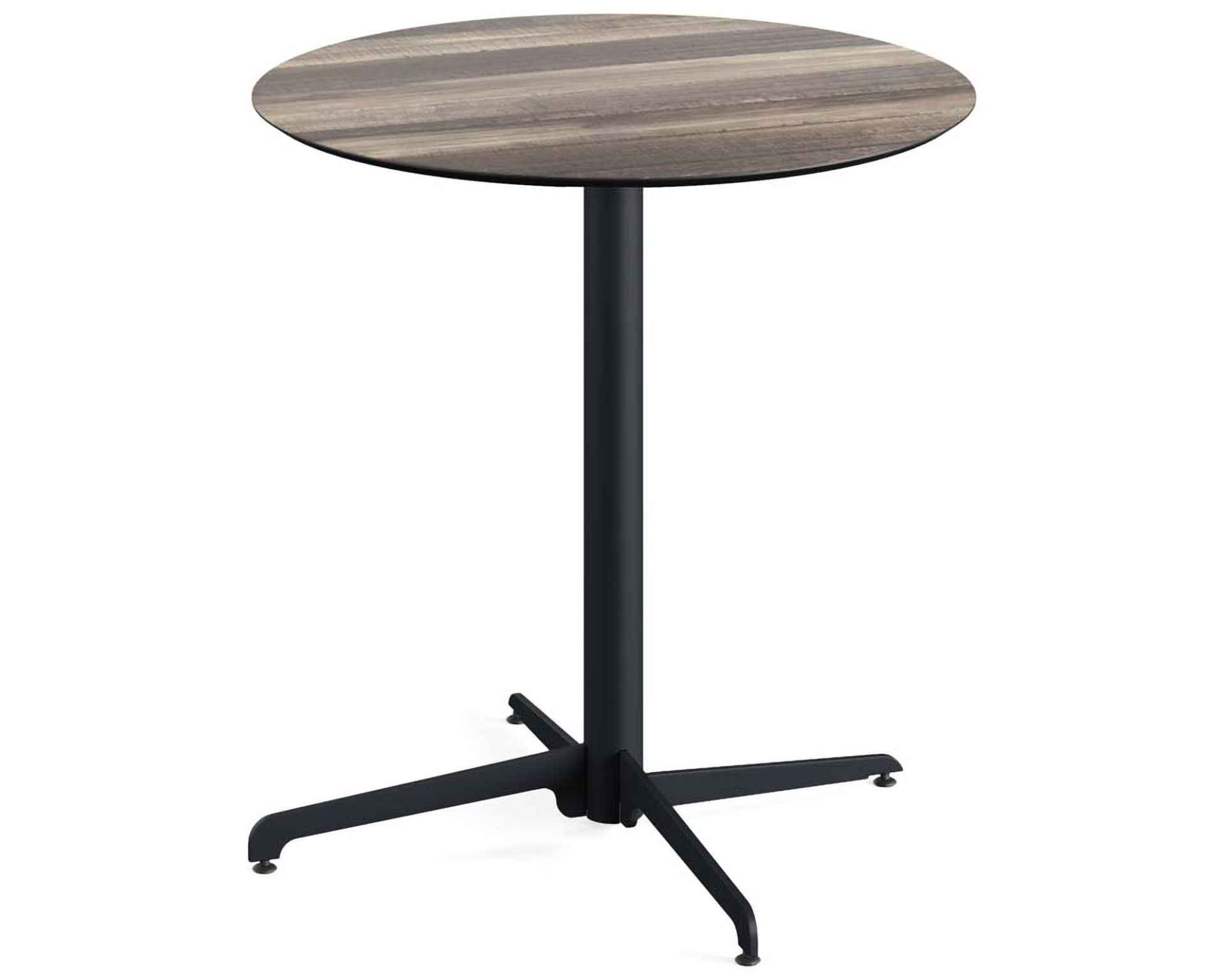 X Cross terrastafel zwart frame + Tropical Wood HPL tafelblad tafelblad Ø70cm