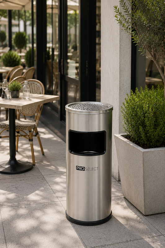Standaschenbecher mit Mülleimer - 30L - Edelstahl