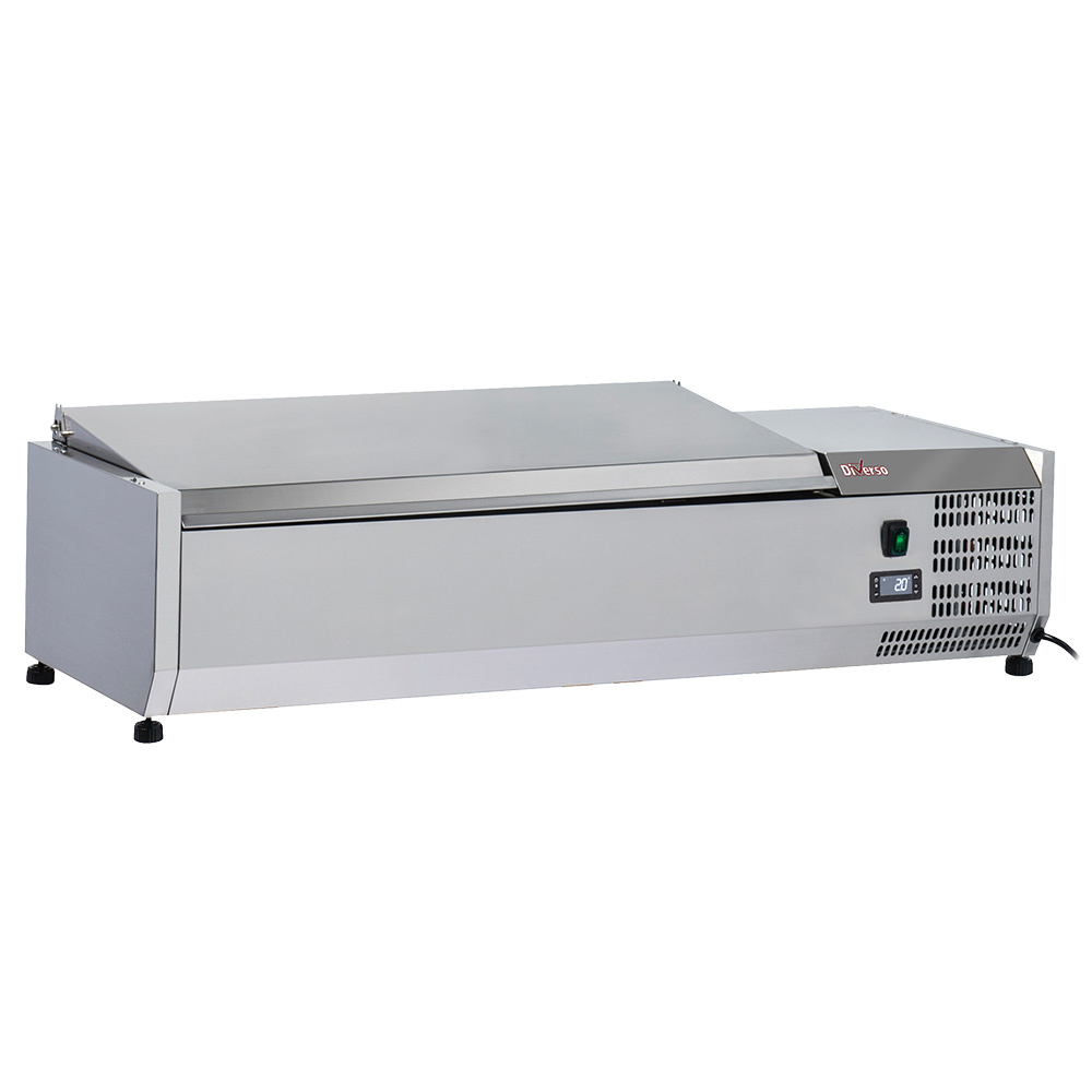 Kühltisch, Umluft, 2 Türen GN1/1, mit Rückwand, auf Rädern, 2 mit Bremsen