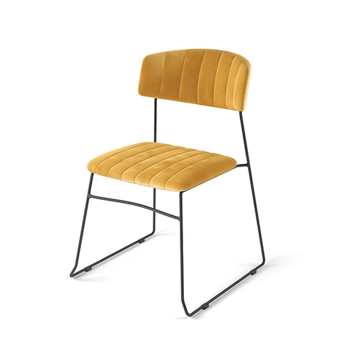 Mundo chaise empilable, Jaune, revêtement en velours, ignifuge, 54x55x79cm (BxTxH), 53004