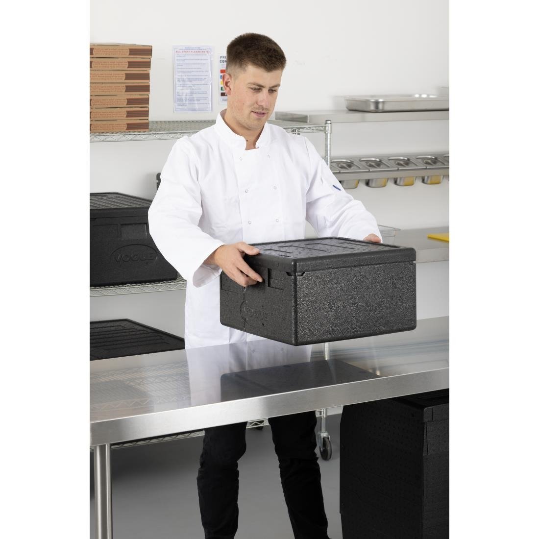 Vogue isolierte EPP Pizza Lagerung & Lebensmittel Transport Box 22Ltr für 4 Pizzen