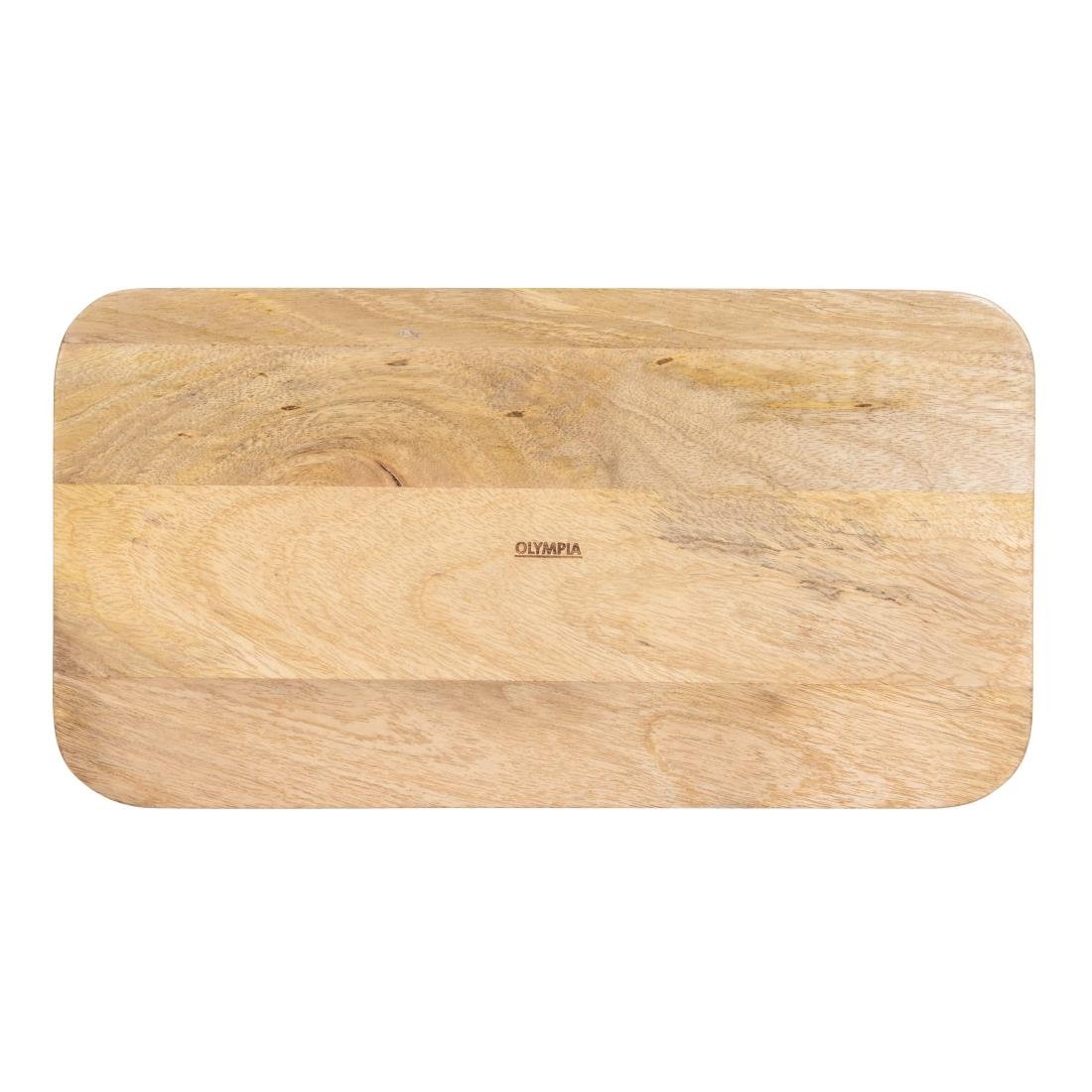 Plateau de service rectangulaire avec poignées intégrées en bois de manguier Olympia 430x230mm