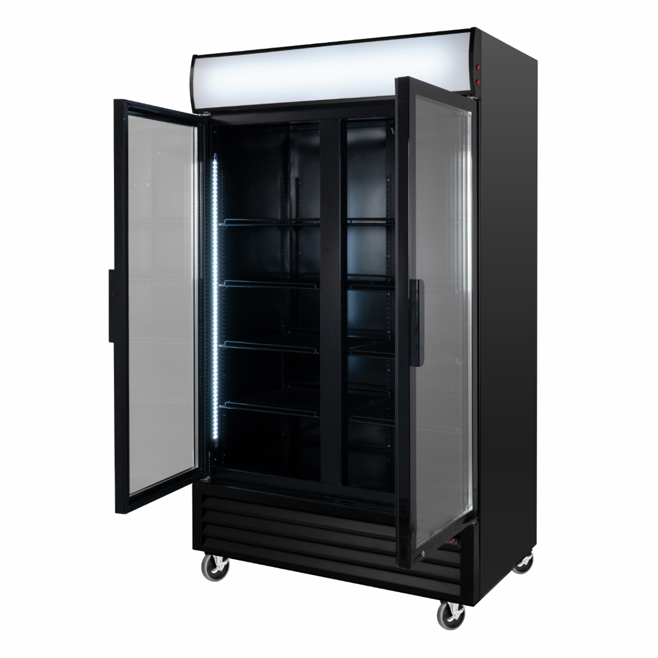 Getränkekühlschrank ECO 1000 mit Klapptüren und Leuchtaufsatz