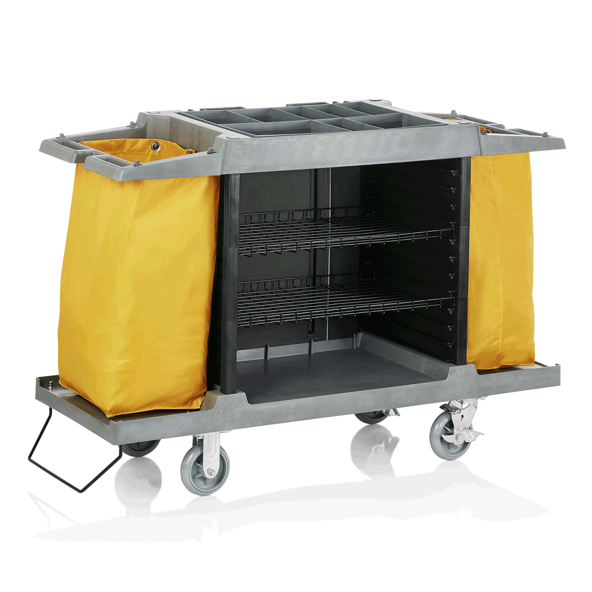 Kamerservicetrolley, 150 x 54 x 100 cm, geel, kunststof, PVC, polyestervezelstof