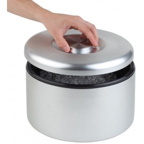 Eisbox Maxi | Aluminium, matt poliert | Mit Tropfhahn | Ø27x(H)20cm