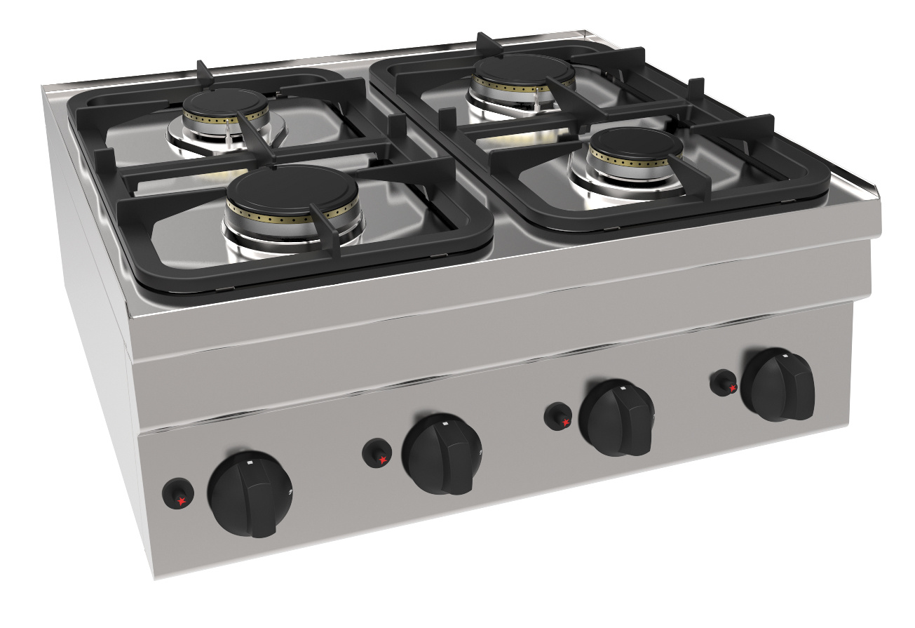 Gasfornuis GH6 / 4FLT - Tafelmodel - 2x 3kW & 2x 3,6kW - 700x600x(H)300mm