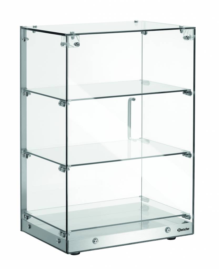 Buffetvitrine aus Glas | 3 Etagen | Tür mit Arretierung | 405x335x(h)620mm