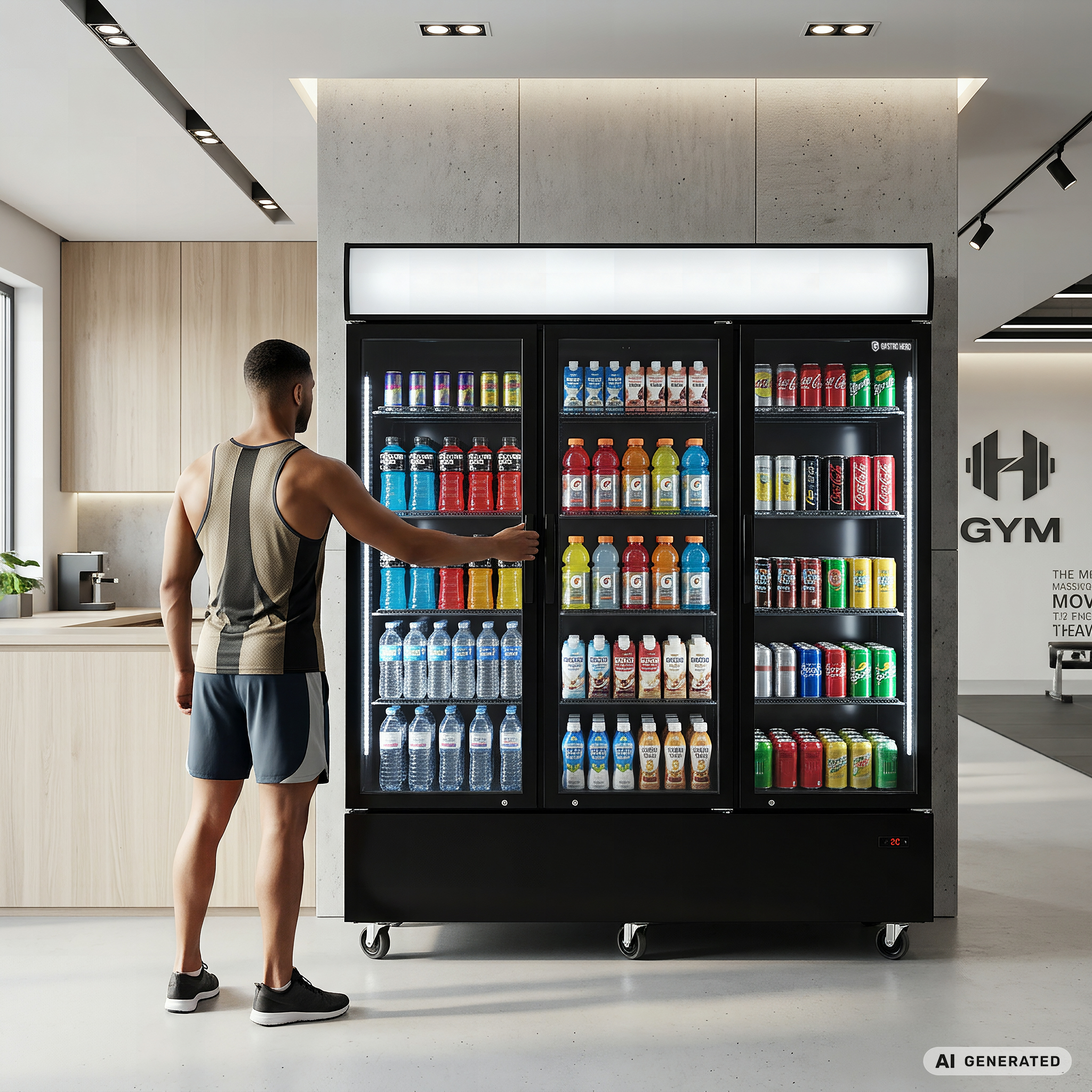 Getränkekühlschrank ECO 1500 mit Klapptüren und Leuchtaufsatz