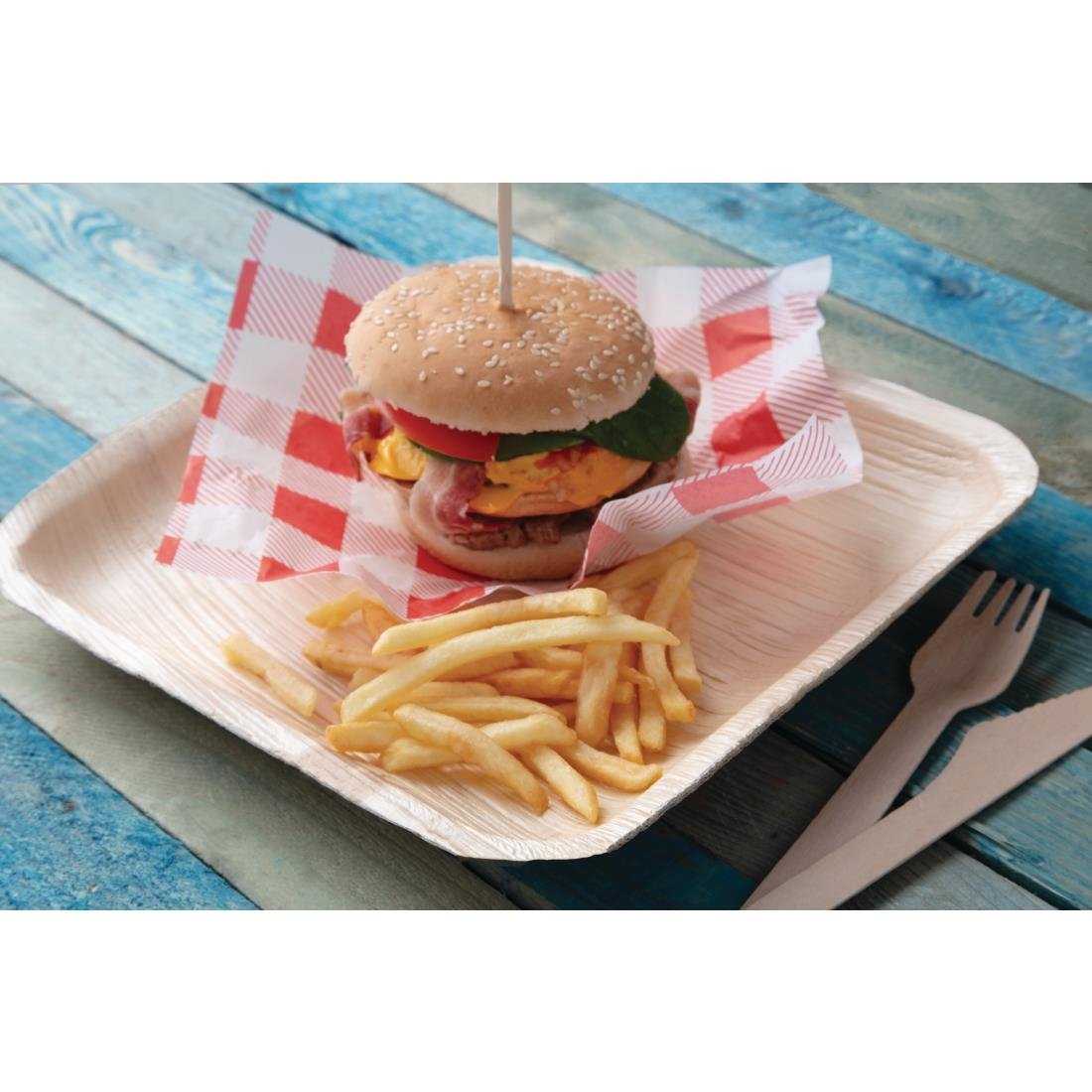 Assiettes creuses carrées en feuilles de palmier Fiesta Compostable 250mm (lot de 100)