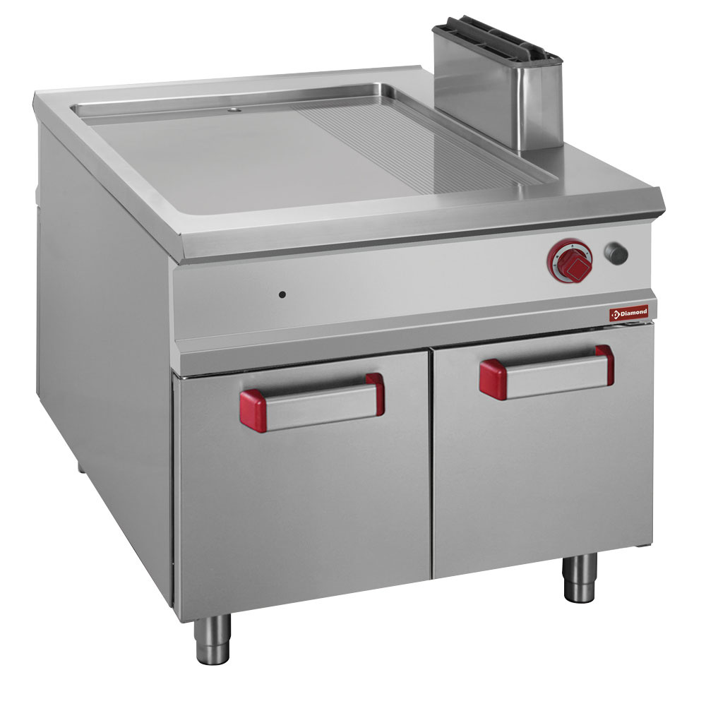 Pass-Through bakplaat gas met onderkast - Glad/geribd - 900x1100x(h)850mm