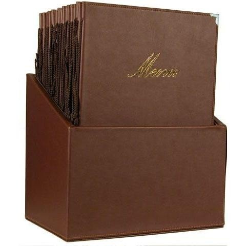 Box mit 20 Speisekarten A4 Classic | Braun | 370x290x210mm