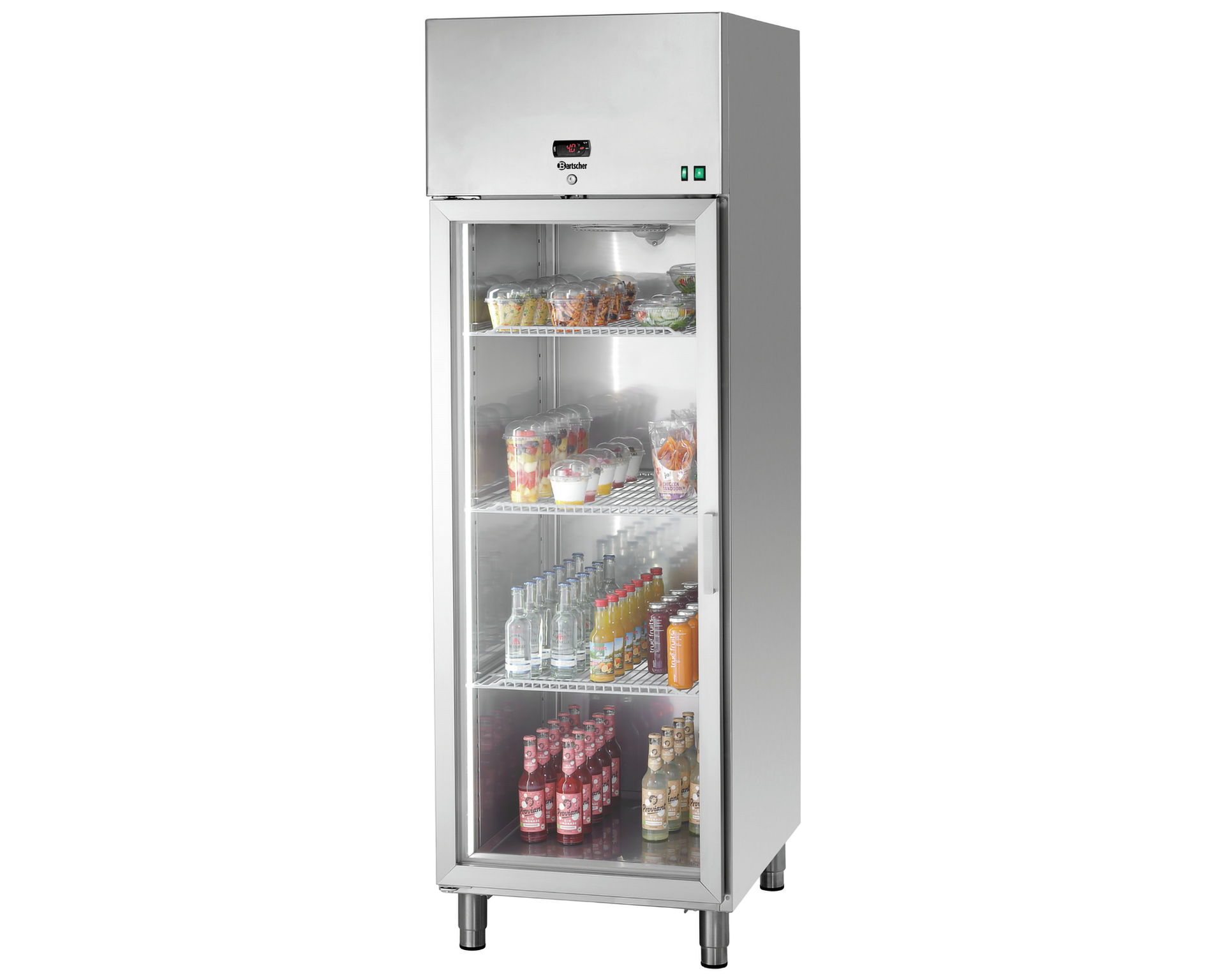 RVS koelkast 461L - Glazen deur