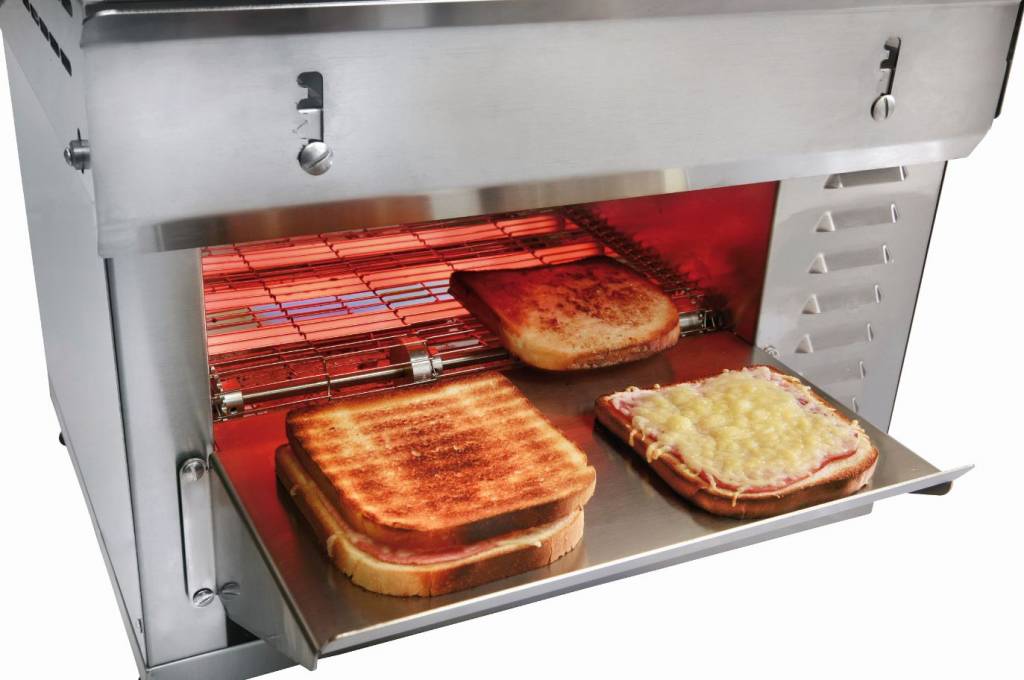 Quartz oven met lopende band - verstelbare draai&verwarmingsvermogen - 47x72x(H)385 - 3000W