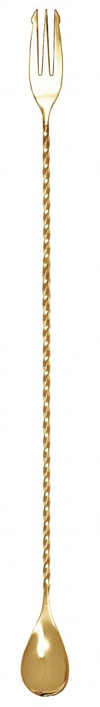 Cuillère à Cocktail Longue 32 Cm - 2 Pièces Avec Fourchette - Acier Inoxydable - Pour Bar, Café, Mixologie