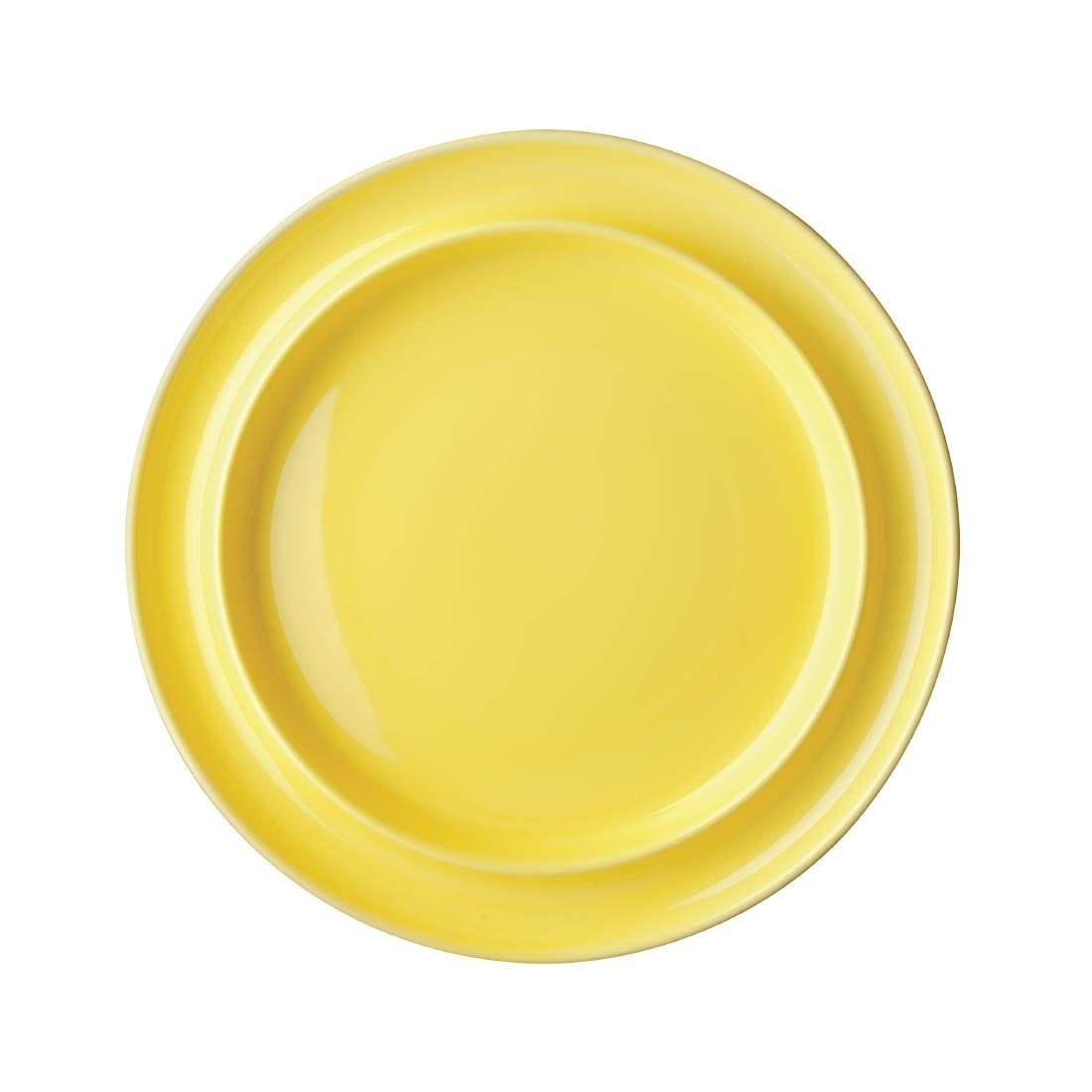 Assiettes bord surélevé Heritage Olympia jaunes 253mm (lot de 4)