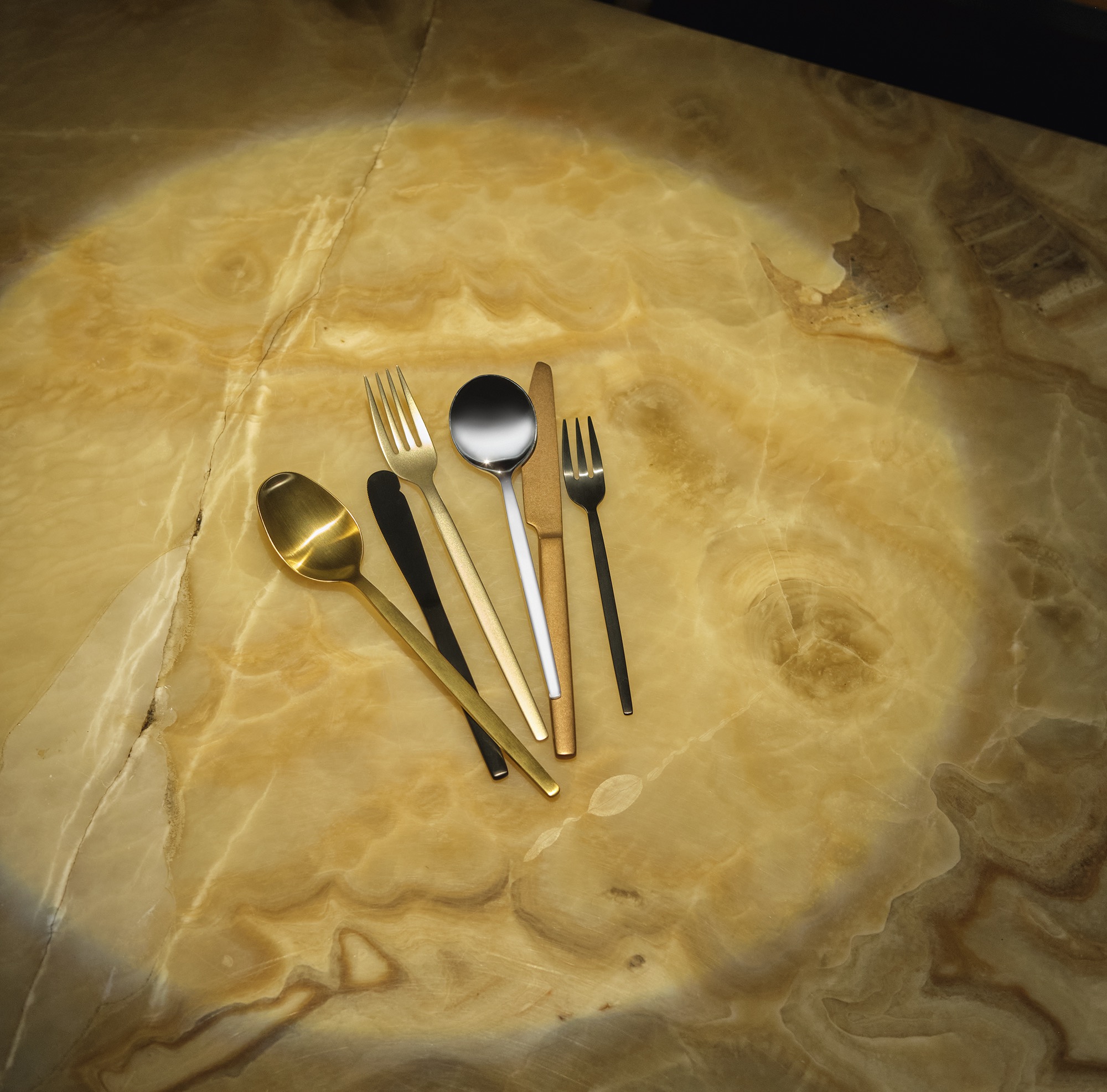 Botmes-set ALEX BLACK, met zwarte afwerking, matte PVD-bescherming, 18 cm, Set van 12 stuks, roestvrij staal 18/10