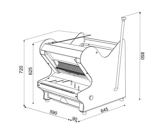 Broodsnijmachine | Bruin tafelmodel | Semi-Automatisch | Brood via Bovenzijde | 490W