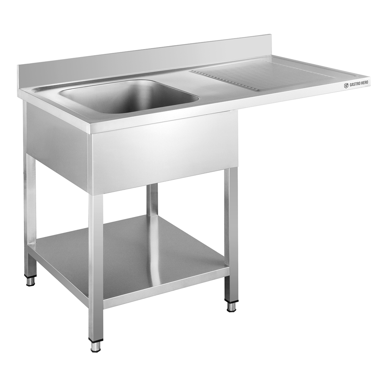 Centre de plonge Basic 12x6 avec 1 cuve à gauche, dosseret et étagère inférieure