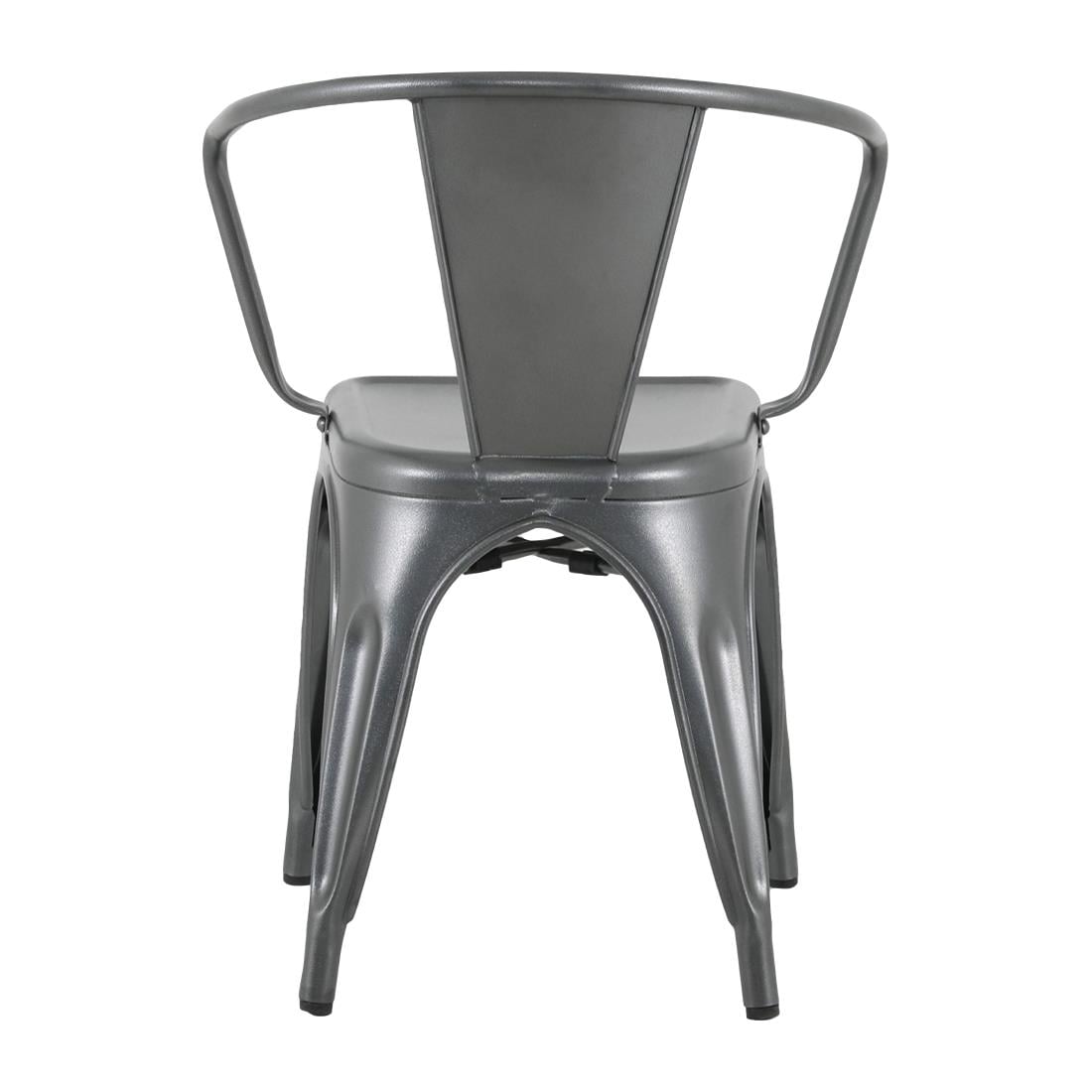 Bolero Bistro Curve Fauteuils Gunmetal (lot de 4)