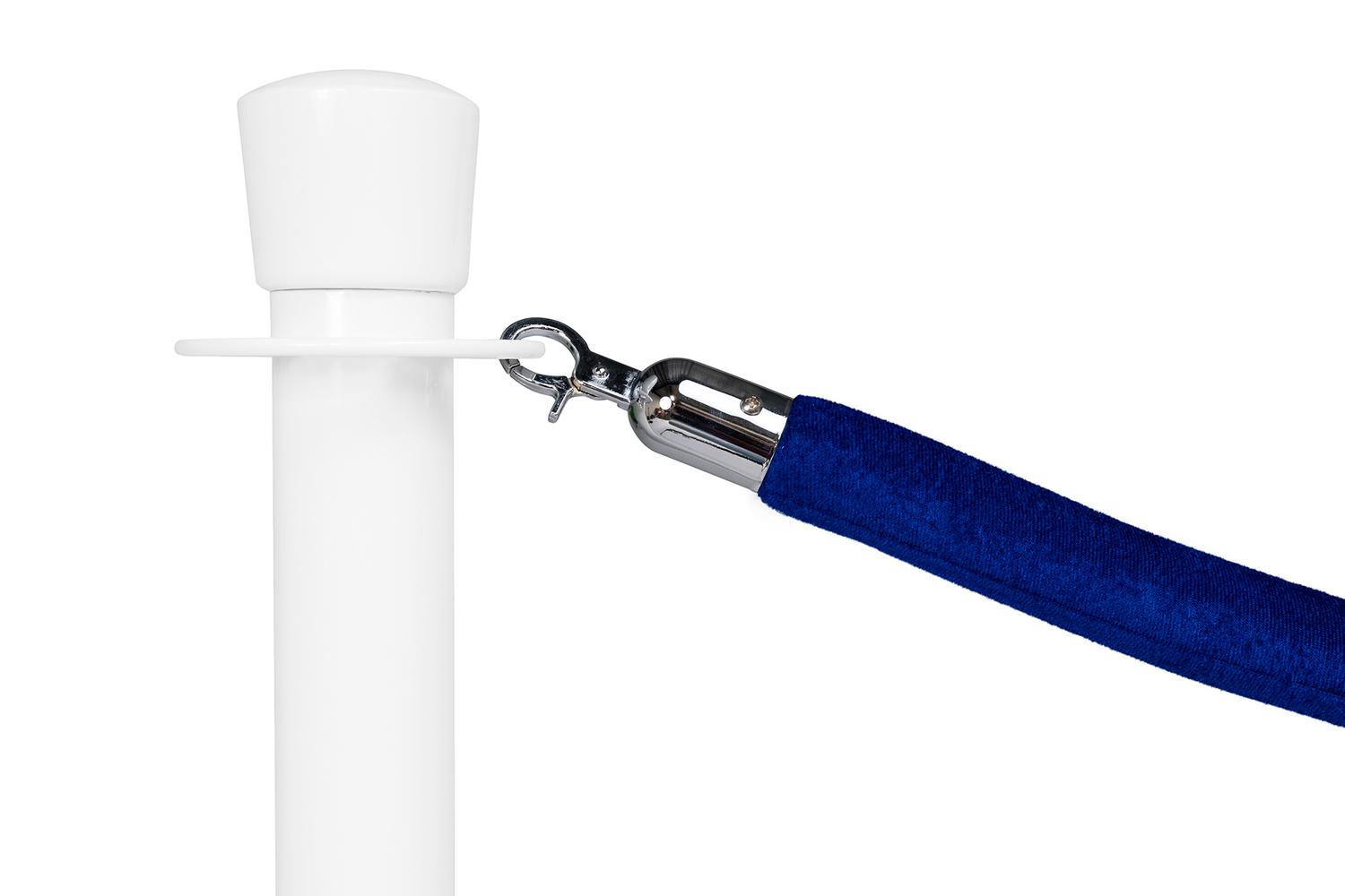 Cordon de barrière standard velours bleu - Longueur 150 cm - chrome