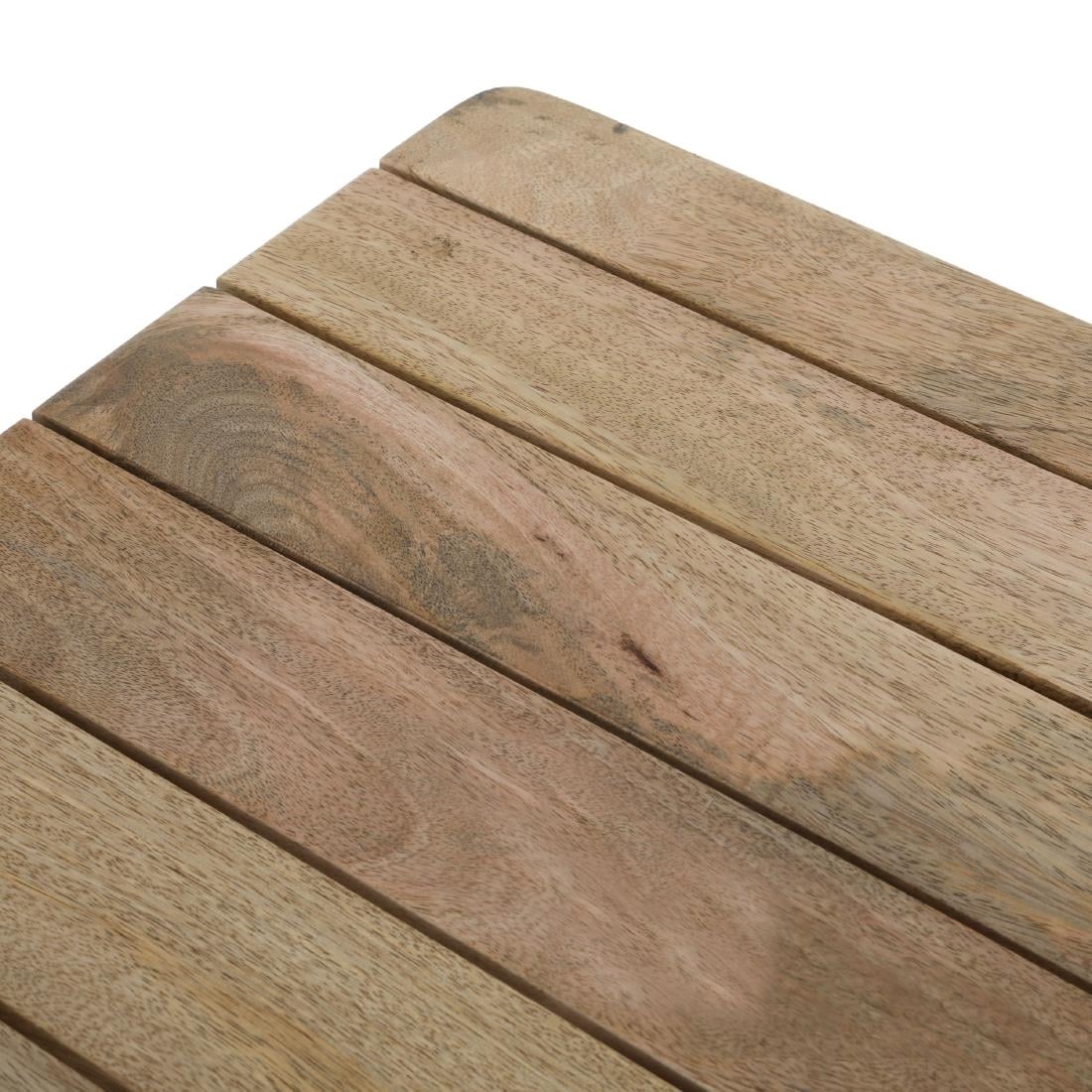 Bolero Bistro Esstisch Geschlitzte Mango Holzplatte Gewehrmetall Rahmen 650mm