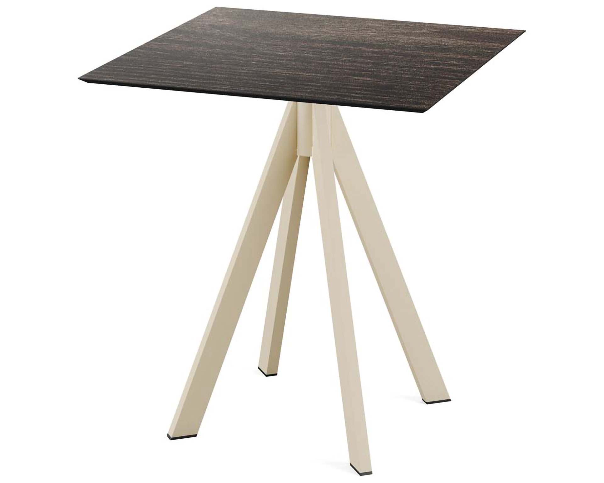 Table de terrasse Infinity piètement sable + plateau HPL Riverwashed Wood 70x70cm