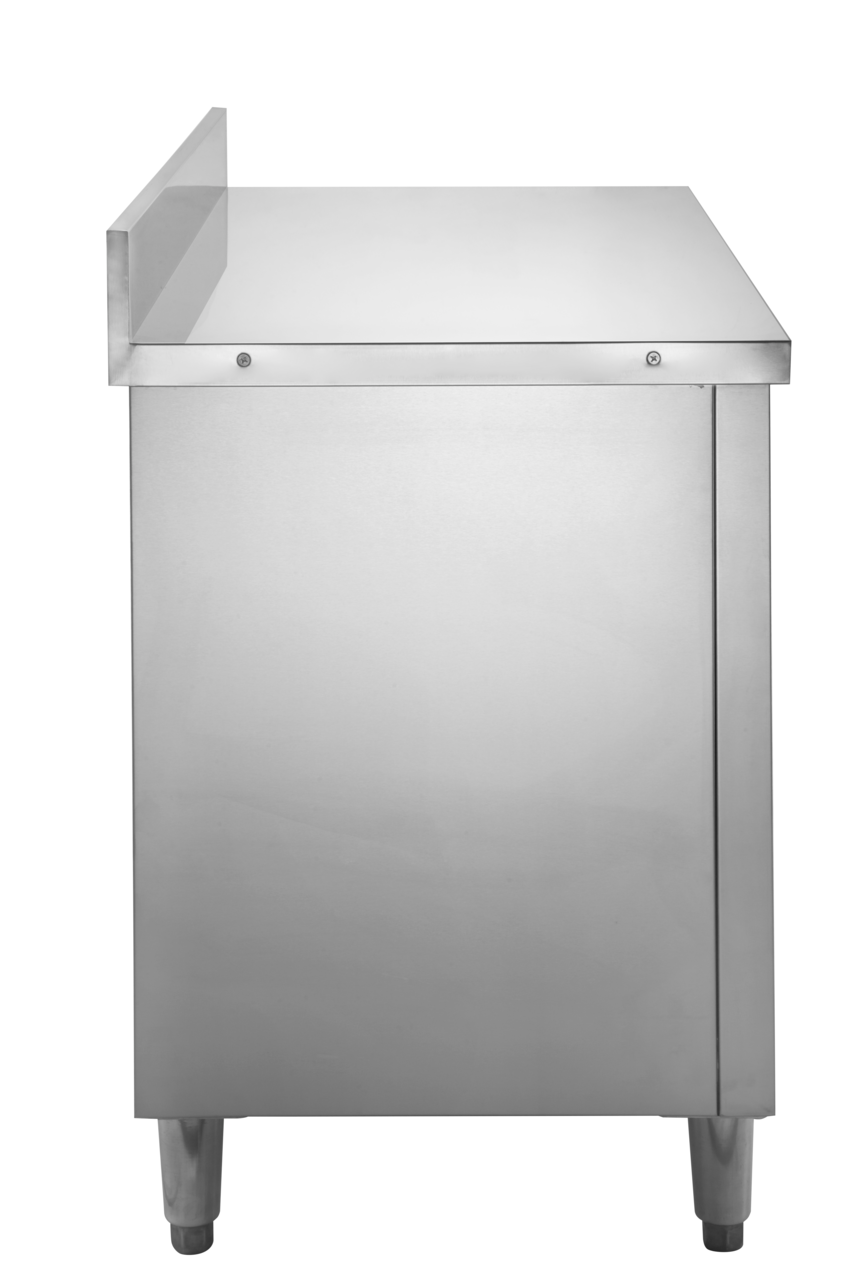 Armoire de travail en inox Basic 140x70 avec dosseret 100 mm