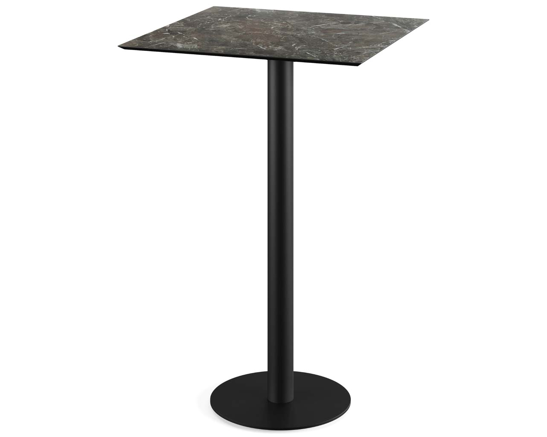 Table de bar Urban piètement noir + plateau Galaxy Marble HPL 70x70cm