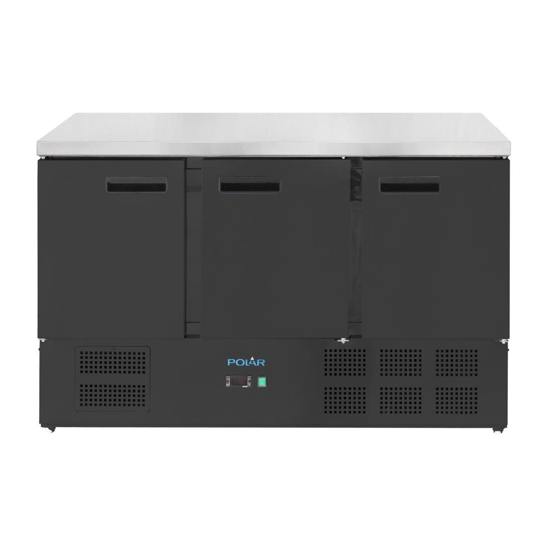 Polar G-Series Dreitüriger Kühltisch Schwarz 400Ltr