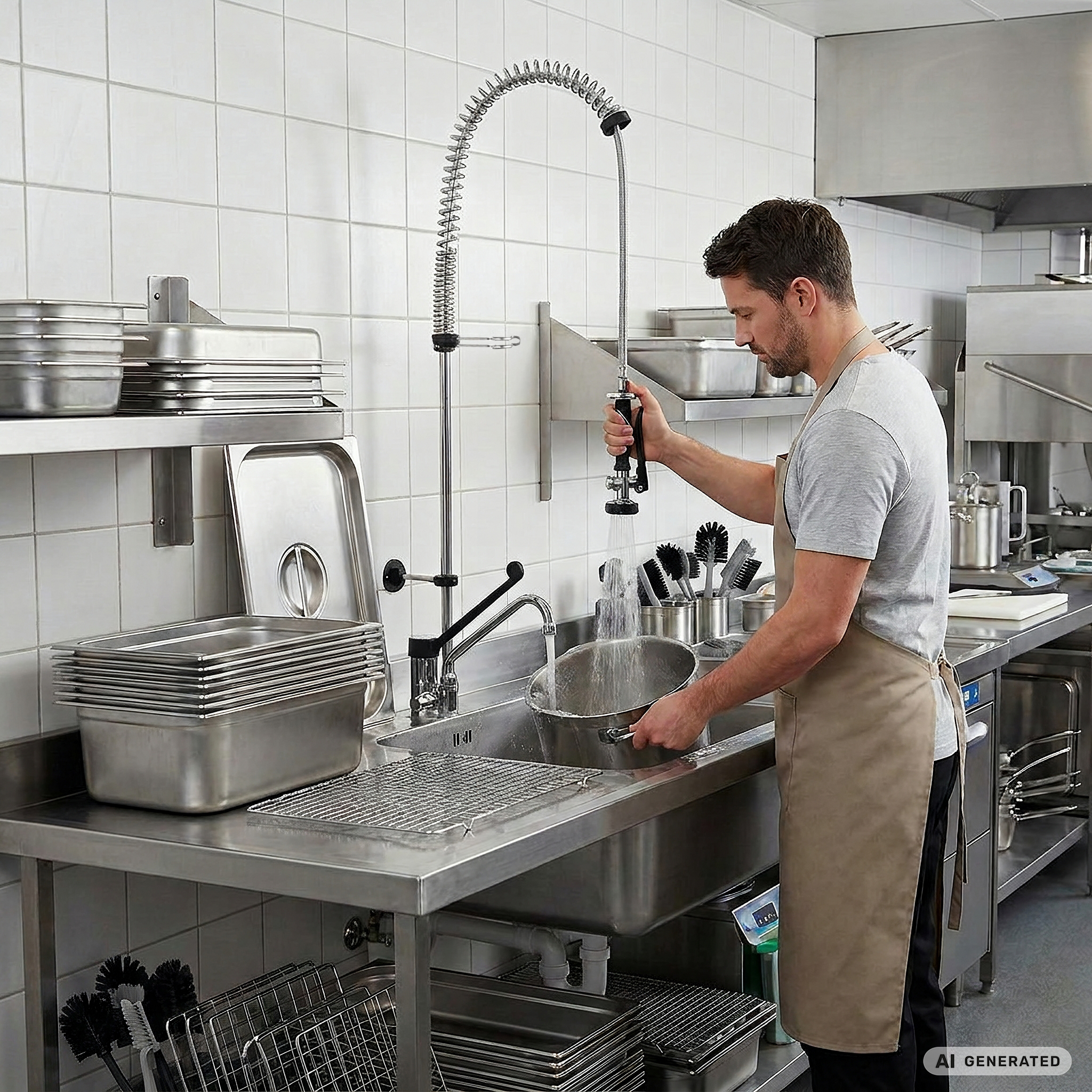 Eengats voorspoeldouche Profi 200 + mengkraan