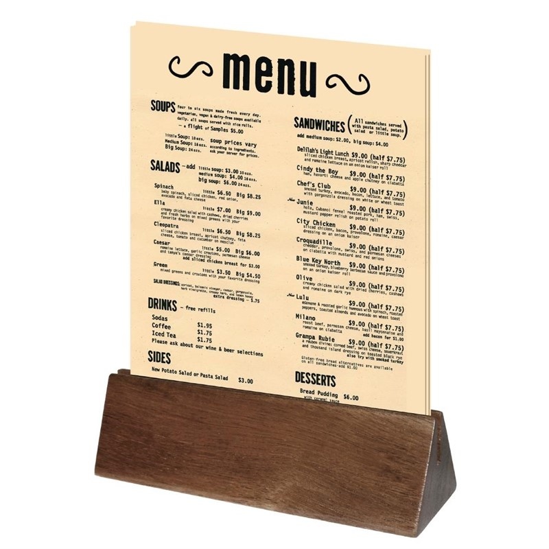 Porte-cartes de menu en bois d'acacia Olympia | 10 morceaux
