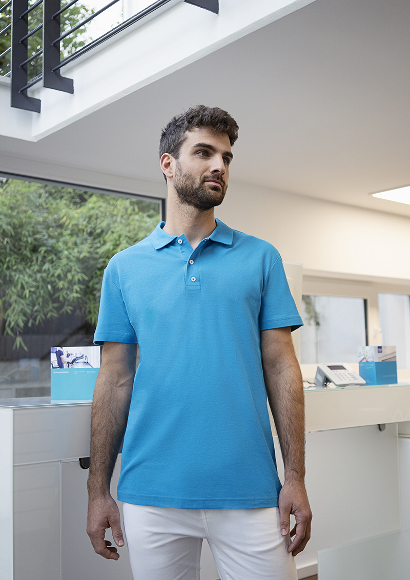 Polohemd Voor Heren Met Moderne Uitstraling, Gemaakt Van Duurzaam Materiaal - Pacific Blue - M